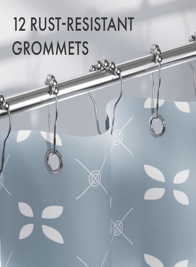 AmazerBath Shower Curtain Blue, Cloth Blue and White Floral Fabric Shower Curtain Sets with 12 Shower Curtain Hooks, Rustic Home Decor Washable Farmhouse Fall Bathroom Shower Curtains, 72x72 Inches - Image 5