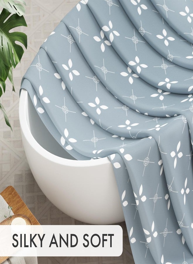 AmazerBath Shower Curtain Blue, Cloth Blue and White Floral Fabric Shower Curtain Sets with 12 Shower Curtain Hooks, Rustic Home Decor Washable Farmhouse Fall Bathroom Shower Curtains, 72x72 Inches - Image 3