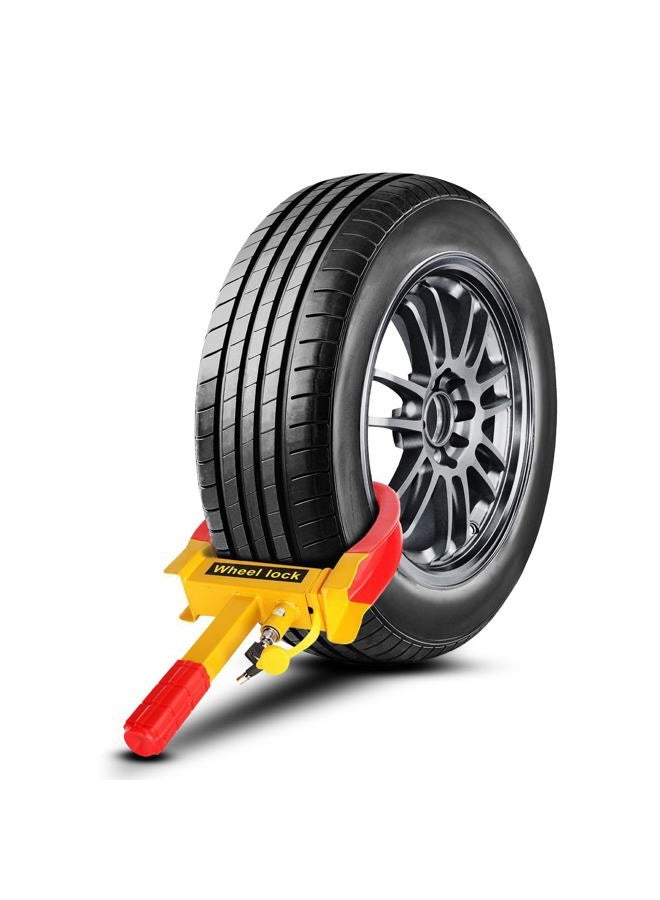 Flexzion Wheel Lock Clamp Anti-Theft Towing Parking Boot Tire Claw Heavy Duty Adjustable for Auto Car Rv Truck Boat Trailer Automotive Golf Carts with Two Keys in Red & Yellow - Image 1