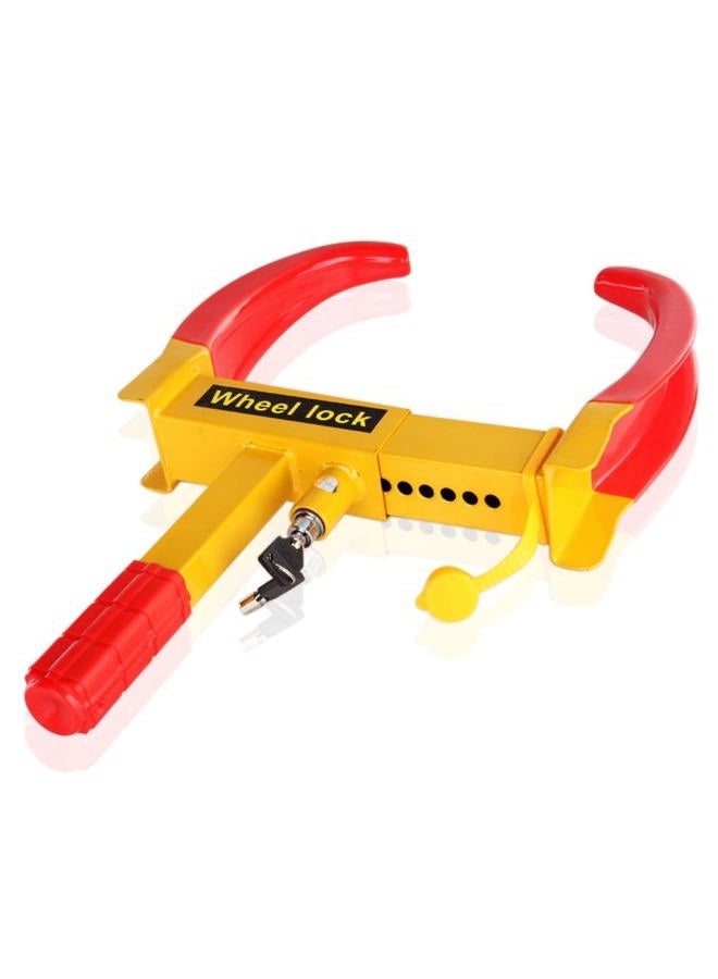 Flexzion Wheel Lock Clamp Anti-Theft Towing Parking Boot Tire Claw Heavy Duty Adjustable for Auto Car Rv Truck Boat Trailer Automotive Golf Carts with Two Keys in Red & Yellow - Image 2