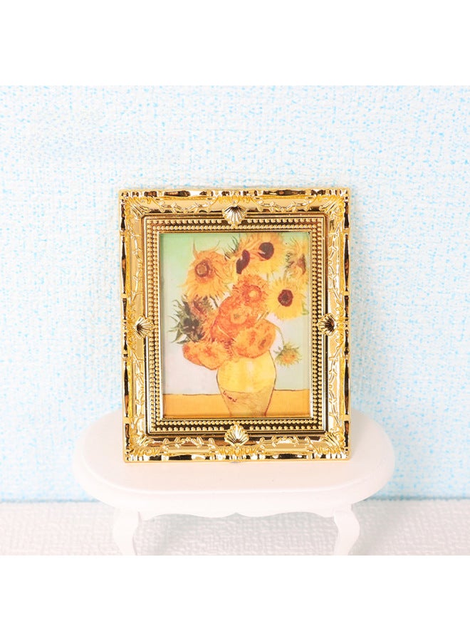 Mini Miniature Simulation Oil Painting Mini Dollhouse Decoration Accessories Photo Frame Famous Painting Ob11 Toy Decoration 1:12-Color:E Starry Sky  - Image 3