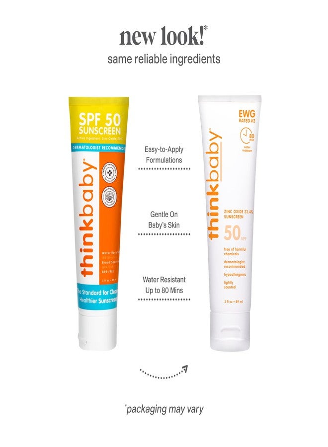 Thinkbaby SPF 50+ Baby Mineral Sunscreen - Safe, Natural Sunblock for Babies - Water Resistant Sun Cream - Broad Spectrum UVA/UVB Sun Protection - Vegan Baby Sunscreen Lotion, 3 Oz. - Image 3