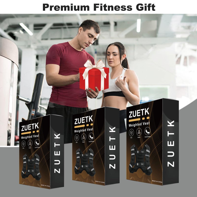 ZUETK Weighted Vest, 5lb/6lb/8lb/10lb/12lb/16lb/20lb/25lb/30lb Weight Vest with Reflective Stripe, Weighted Vest for Men Women Workout Equipment for Strength Training, Running, Jogging, Weight Loss - Image 5