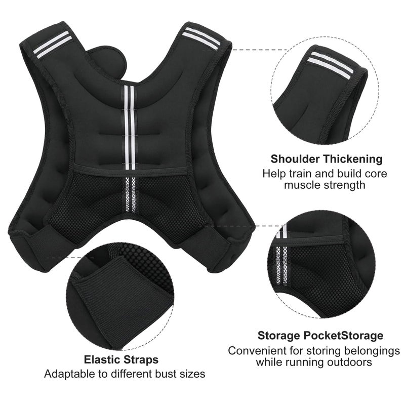 ZUETK Weighted Vest, 5lb/6lb/8lb/10lb/12lb/16lb/20lb/25lb/30lb Weight Vest with Reflective Stripe, Weighted Vest for Men Women Workout Equipment for Strength Training, Running, Jogging, Weight Loss - Image 3