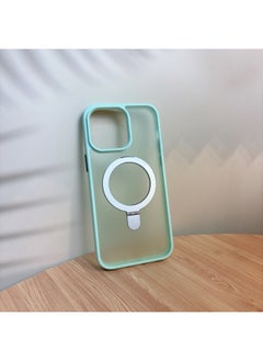 Applicable To For Iphone 16ProMax Mobile Phone Case For Iphone15 Bracket Magnetic Absorption Anti-fall Q1 Frosted Skin Feeling Fulcrum Factory-Color:Fluorescent Green [transparent White]-Applicable Models:For Iphone 14