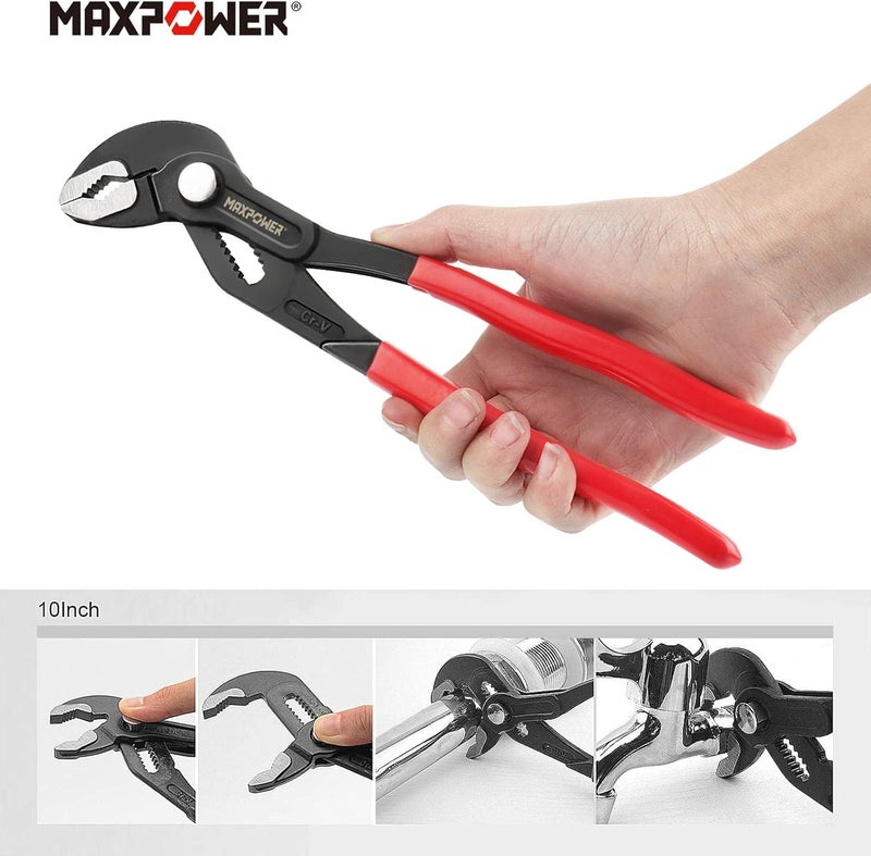Max Power Water Pump Pliers Set. Plumbing Pliers 3 Pieces Kitbag Set. 7-Inch, 10-Inch and 16-Inch Push Button Quick Adjust Tongue and Groove Pliers Set - Image 3