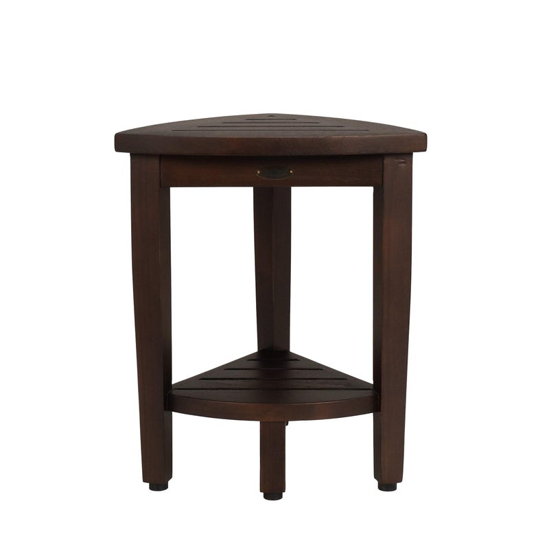 Decoteak Decoteak Snazzy Corner Brown Waterproof Teak Wood Shower Bench Stool Seat Chair for Inside Shower Storage Shelf Provides Safety Storage and Organization for Bathroom Accessories 