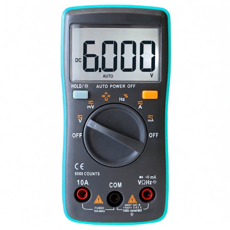 Digital Multimeter: 6000 Counts Backlight LCD Display - Automatic Polarity Identification Multi Tester for Electrical Testing & Hobbyists - Image 1