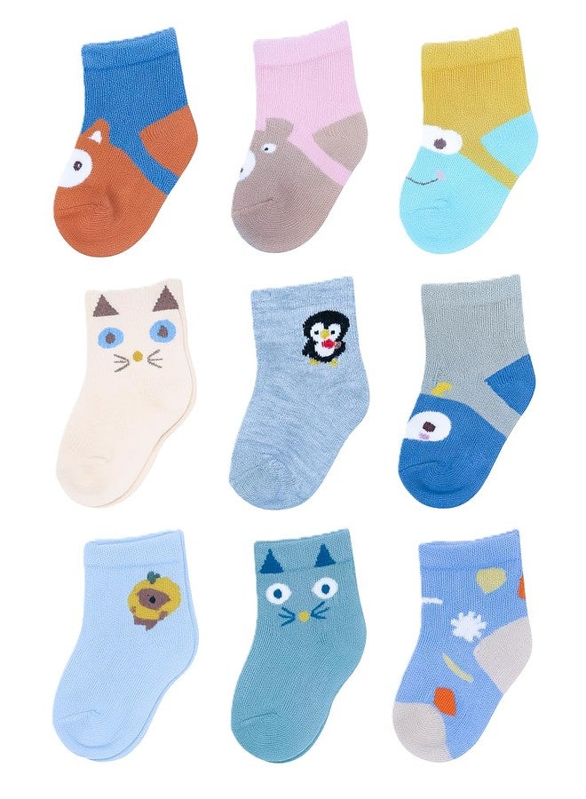 CUTEABLY جوارب للأطفال الرضع من عمر سنة واحدة - جوارب قطنية ناعمة للأطفال من عمر 6 إلى 12 شهرًا - طباعة متنوعة (IN، العمر، 6 أشهر، 12 شهرًا، 4، متعدد الألوان) - Image 1