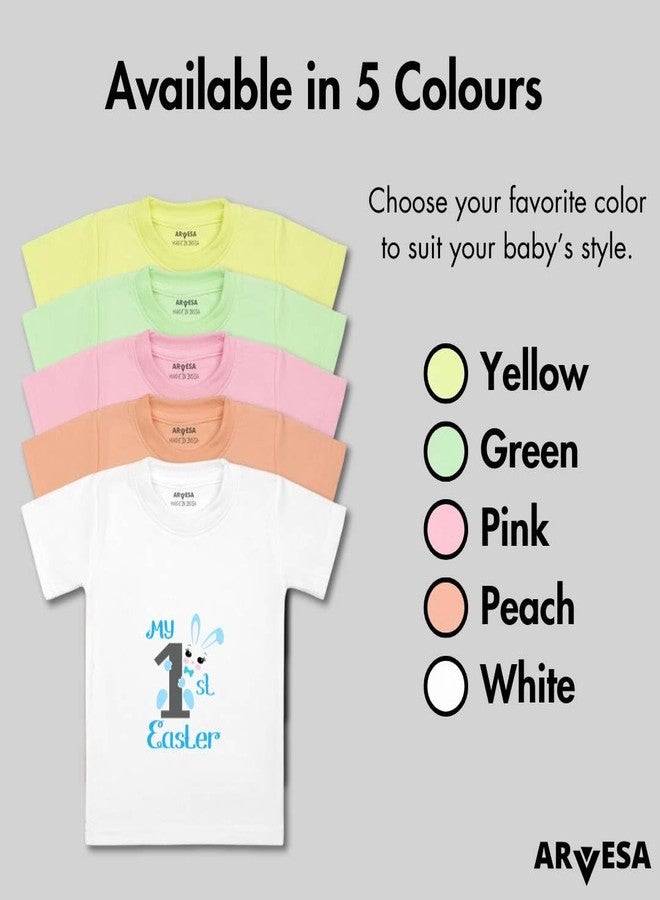 ARVESA My First Easter TS-823 Easter Baby Tshirt for Kids Boys & Girls Half Sleeves Round Neck Clothes Tshirt for Kids Boys 1 Months to 6 Years Dress Yellow - Image 4