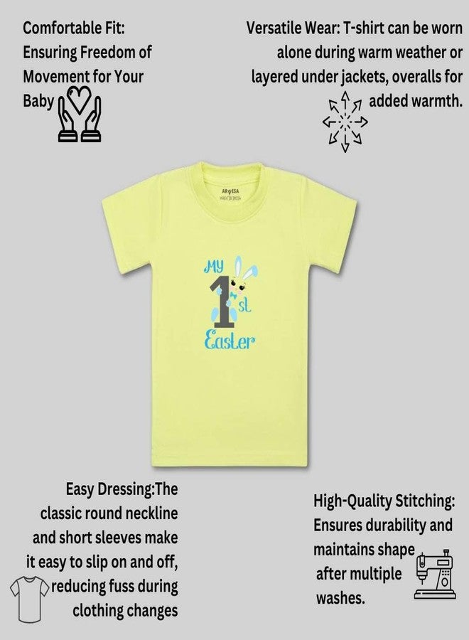 ARVESA My First Easter TS-823 Easter Baby Tshirt for Kids Boys & Girls Half Sleeves Round Neck Clothes Tshirt for Kids Boys 1 Months to 6 Years Dress Yellow - Image 3