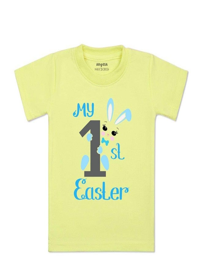 ARVESA My First Easter TS-823 Easter Baby Tshirt for Kids Boys & Girls Half Sleeves Round Neck Clothes Tshirt for Kids Boys 1 Months to 6 Years Dress Yellow - Image 1