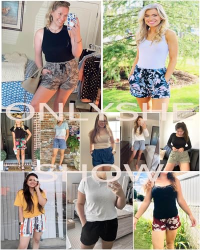 ONLYSHE Womens Comfy Drawstring Casual Elastic Waist Summer Lounge Shorts with Pockets - Image 2