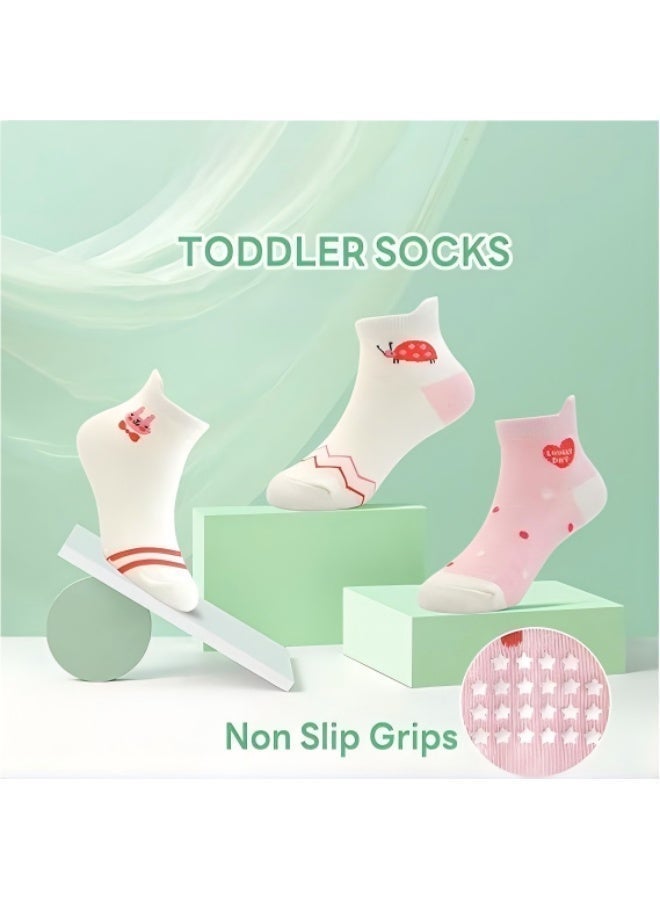 Norello Toddler Socks with Grips, 12 Pairs Kids Non-Slip Grippers Baby Boys Girls House Socks for Age 0-7 - Image 5