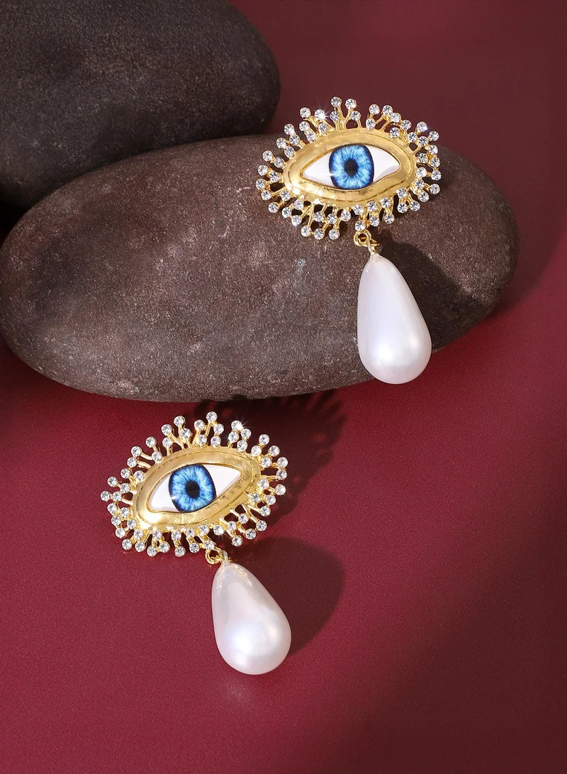 Eye Pearl Drop Earrings