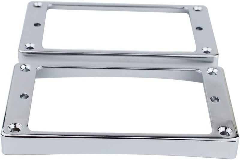 guyker Curved Bottom Metal Humbucker Pickup Mounting Ring Set - Bridge and Neck Pickups Cover Frame Replacement Compatible with Les Paul LP Style Electric Guitar or Precision Bass(2PCS, Chrome) - Image 1