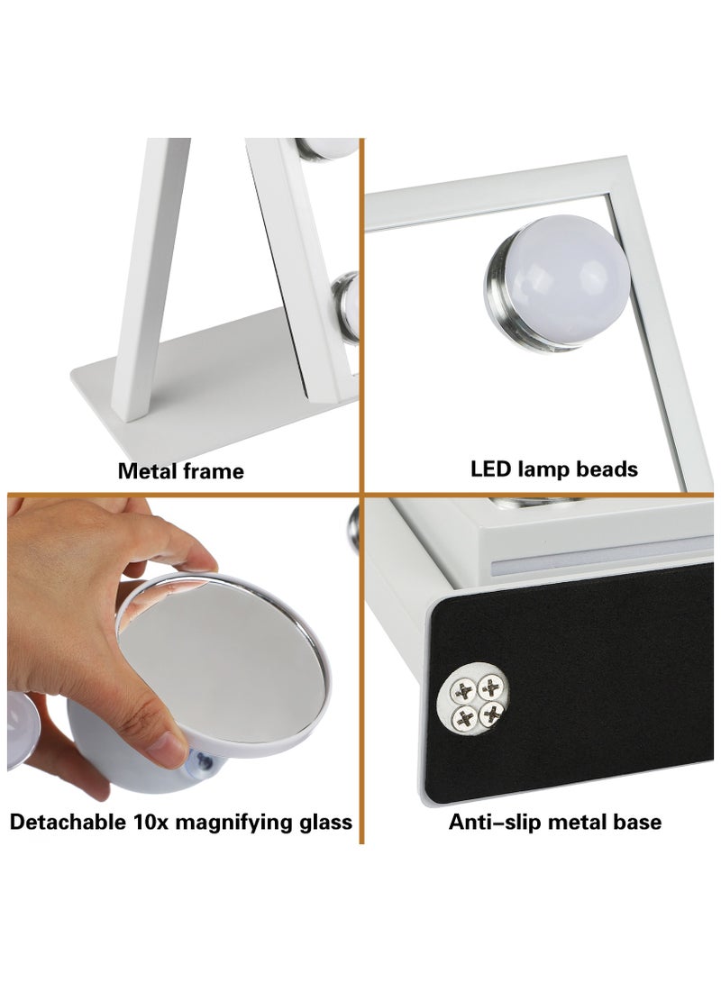 La Reina Vanity Professional High-definition Dressing Mirror (35.5x48cm) - Touch three-color LED, with 12 bulbs, smart supplementary lighting, detachable 10x magnifying glass surface, 360° rotation, anti-slip metal base, plug and play (Home/Salon)  - Image 5