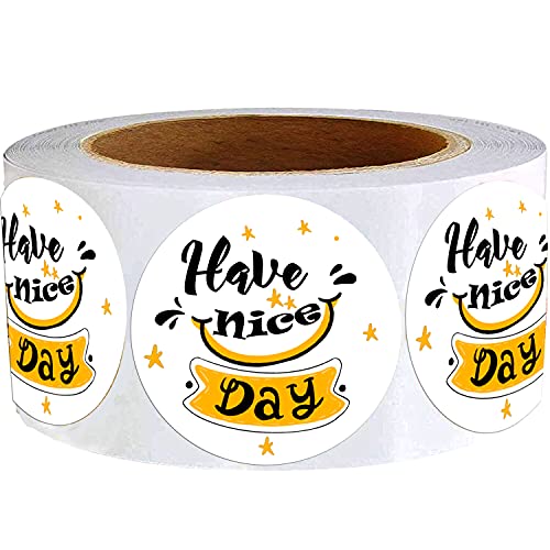 Top label 2 Inch Have a Nice Day Stickers,Decorative Business ,Envelope Sealing,Thank You Adhesive Packaging Labels for Tool Boxes,Laptops,500 Pcs Per Roll - Image 1