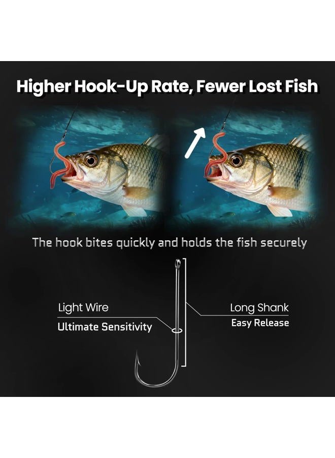 FishTrip Crappie Panfish Fishing Hooks-100pcs Aberdeen Hooks Long Shank Light Wire for Sunfish Small Bass Trout Freshwater Size 12# - Image 2
