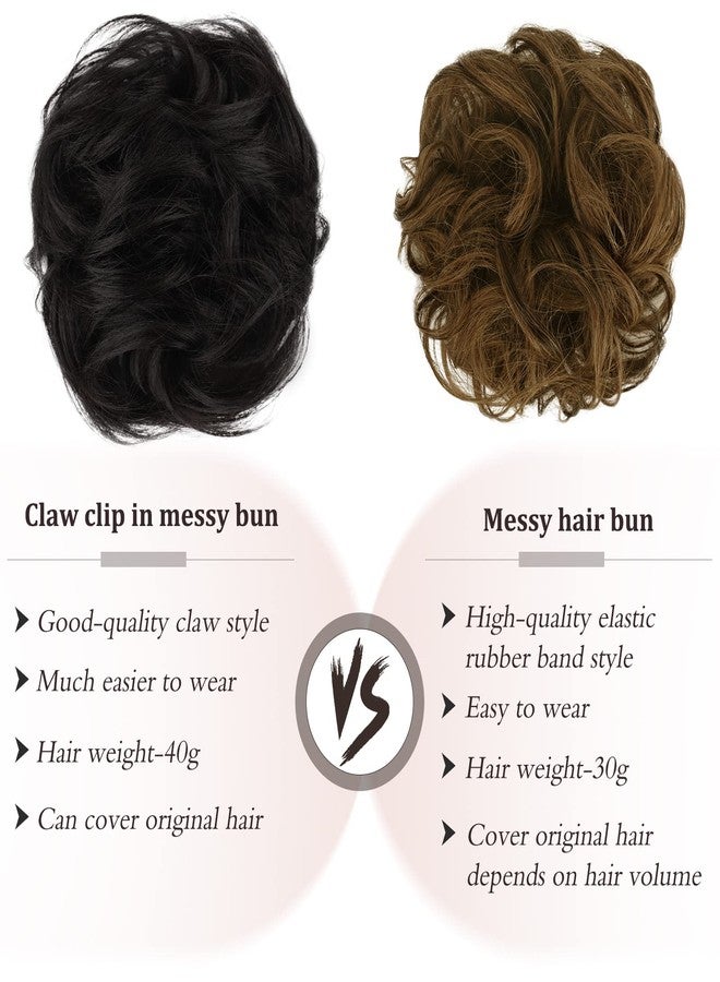 RUWISS Claw Clip Messy Bun Hair Piece Real Human Hair Buns Wavy Curly Chignon Hair Bun Extensions Tousled Updo Claw Clip Ponytail Hairpieces for Women（Natural Black） - Image 4