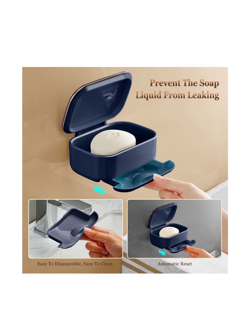 Y&D Bar Soap Holder, Wall Mounted Dishes with Drip Tray and Cover Dish for Shower Plastic Saver Stop Mushy Travel Container Bathroom Kitchen Counter Top Easy to Clean  - Image 3
