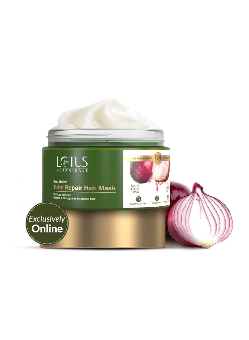 LOTUS BOTANICALS LOTUS BOTANICALS Red Onion Total Repair Hair Mask |Hair Mask For Damaged Hair | Prevents & Controls Hairfall | Hair Growth | No Sulphates, No Silicones, No Toxic Chemicals, Unscented, 200 Gram  - Image 1