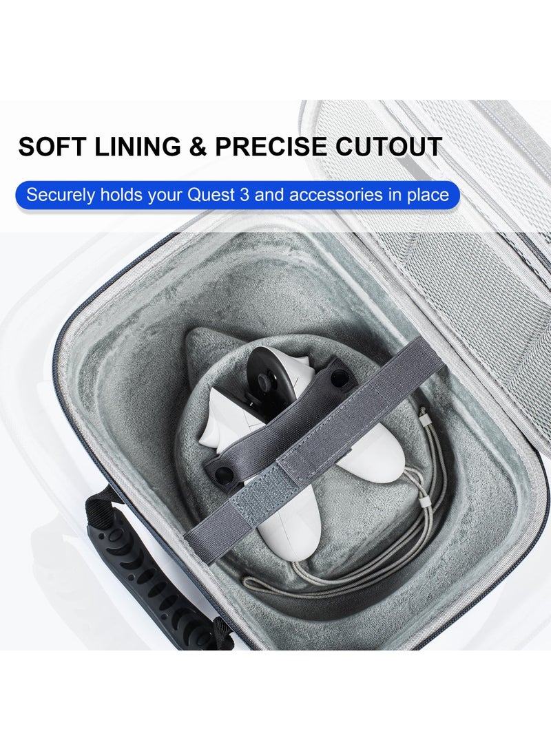 Image حقيبة حمل لميتّا كويست 3، حقيبة تخزين للسفر لأوكولوس كويست 3 مع حزام النخبة، وحدات التحكم وغيرها من الملحقات، حقيبة صلبة وبطانة ناعمة للسفر والتخزين - Image 5