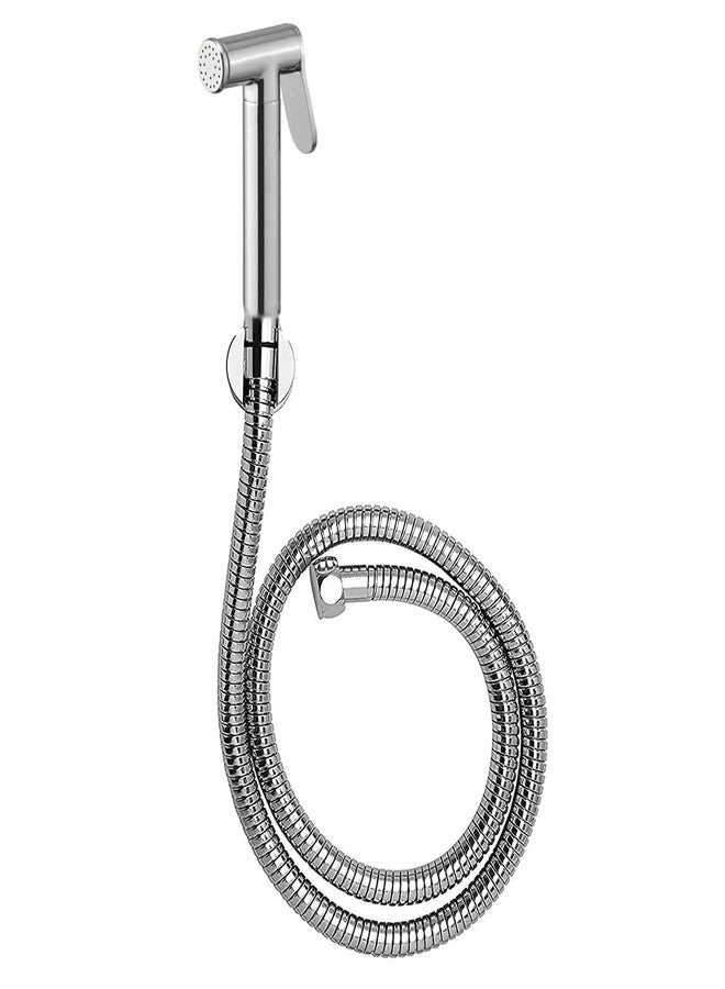 Acetap Round Brass Health Faucet with 1.5 MTR Flexible SS304 Shower Tube and Wall Mounted Stand Pack of 1 Piece - Image 1