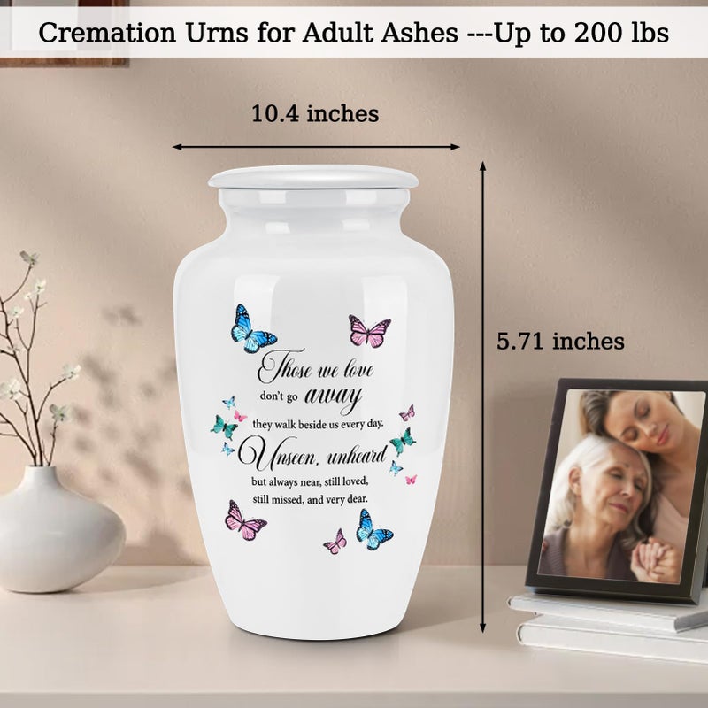 Abooxiu 10 Inches Cremation Urns for Human Ashes Ceramic Keepsake Urn Butterflies Urns for Human Ashes Decorative Urn for Adult Memorial Funeral Ashes Keepsake - Up to 200 lbs - Image 2