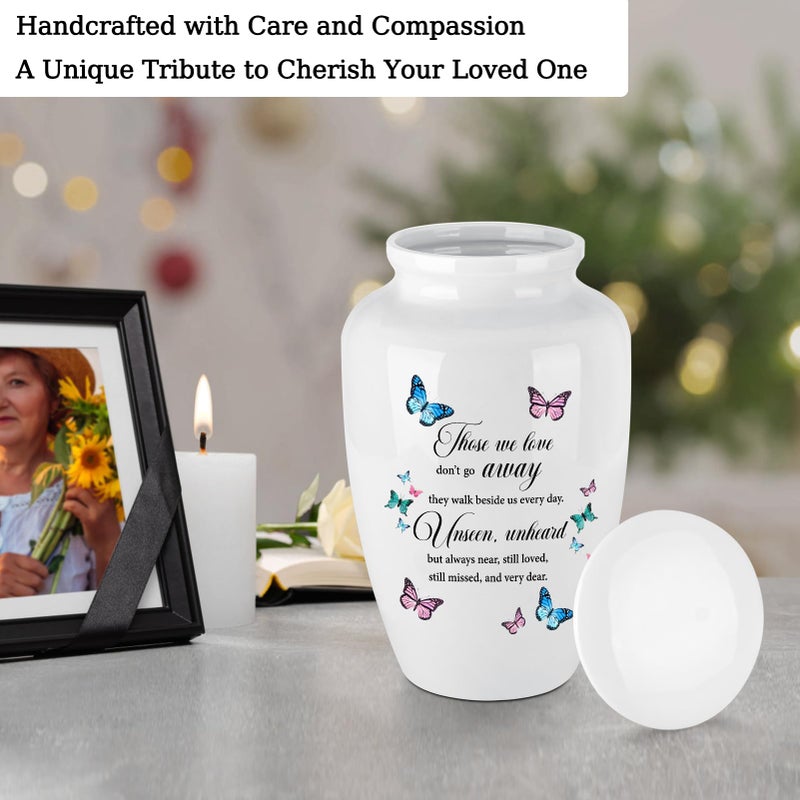 Abooxiu 10 Inches Cremation Urns for Human Ashes Ceramic Keepsake Urn Butterflies Urns for Human Ashes Decorative Urn for Adult Memorial Funeral Ashes Keepsake - Up to 200 lbs - Image 5