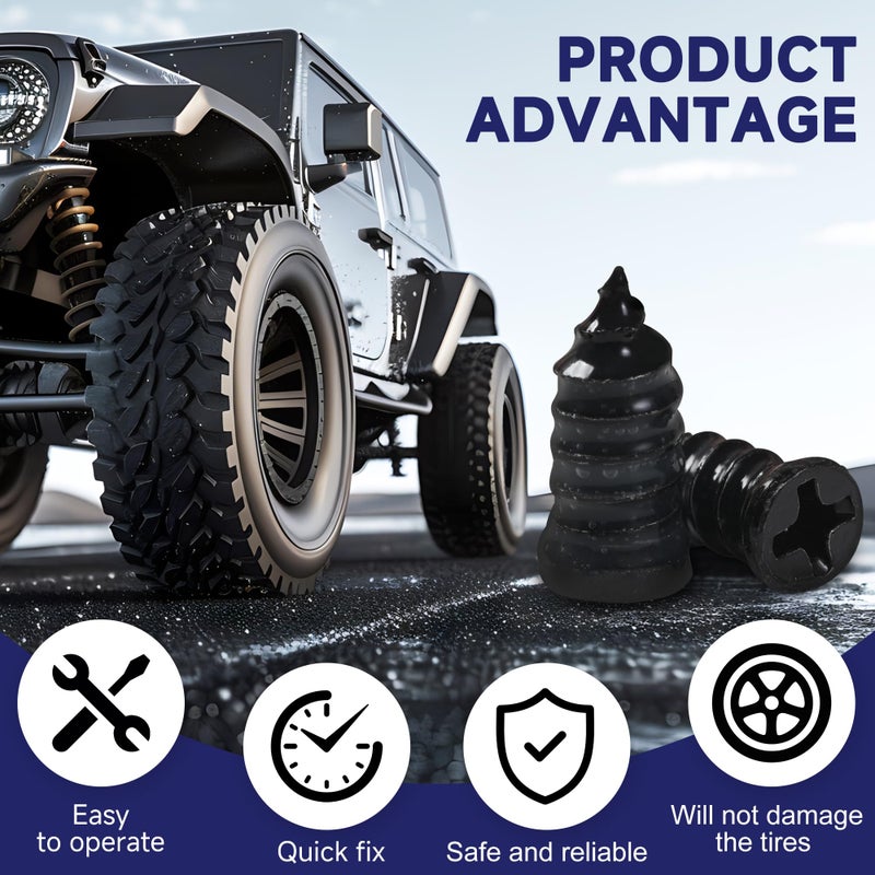 LYLDYYW 60 Pcs Tire Repair Screws, Tire Repair Rubber Nail, Screw in Tire Plugs,Quick Tool Tire Plugs, Self-Service Tire Repair Rubber Nail Kit for Patching Punctures in Vacuum Tires of Cars, Motorcycles (60) - Image 4