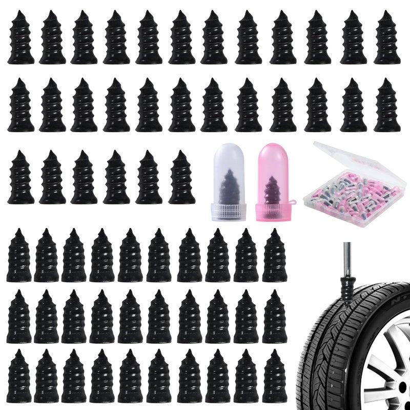 LYLDYYW 60 Pcs Tire Repair Screws, Tire Repair Rubber Nail, Screw in Tire Plugs,Quick Tool Tire Plugs, Self-Service Tire Repair Rubber Nail Kit for Patching Punctures in Vacuum Tires of Cars, Motorcycles (60) - Image 1