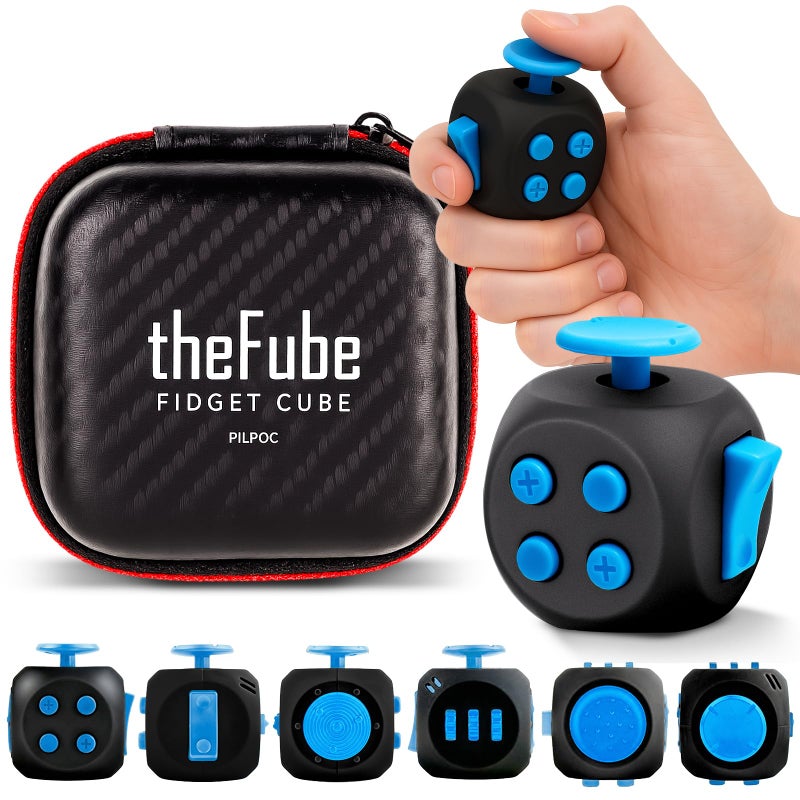 PILPOC theFube Fidget Cube 6Sided Stress Relief Infinity Cube for Adults Kids Boosts Concentration Mindfulness Aid Silent Audible Modes Includes Carry Case for Portability Midnight Sapphire - Image 4