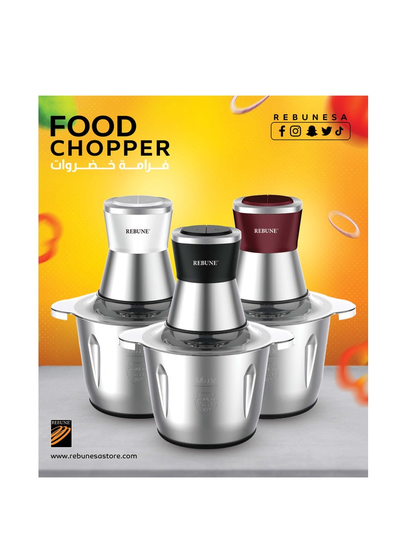 REBUNE Vegetable Chopper With Bowl 3L 500 W RE-2-0100R Red - Image 4