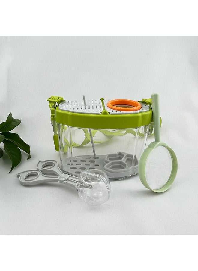 Children's Educational Outdoor Toy Large Magnifying Glass Insect Catcher Collector Caterpillar Observation Box Transparent-Color:Orange Green Children's Net Pocket - Image 4