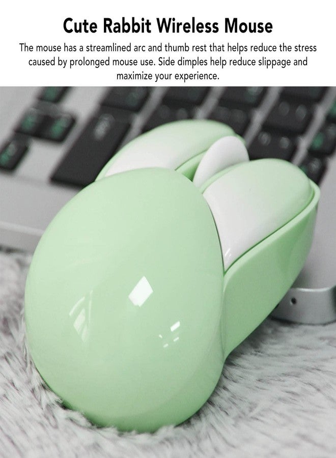 Serounder Cute Bunny Mouse, Cute Rabbit 2.4G Mice, Candy Colors, Silent Kawaii Rabbit Mouse, 3 Levels Adjustable DPI, 33ft Effective Range for Girls and Kids (Matcha Green) - Image 4