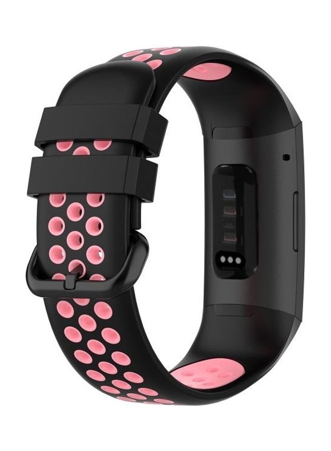 BGM Watch on Two Colours Silicone Replacement Strap Watchband For Fitbit Charge 4 / Charge 3 / Charge 3 SE Black - Image 5