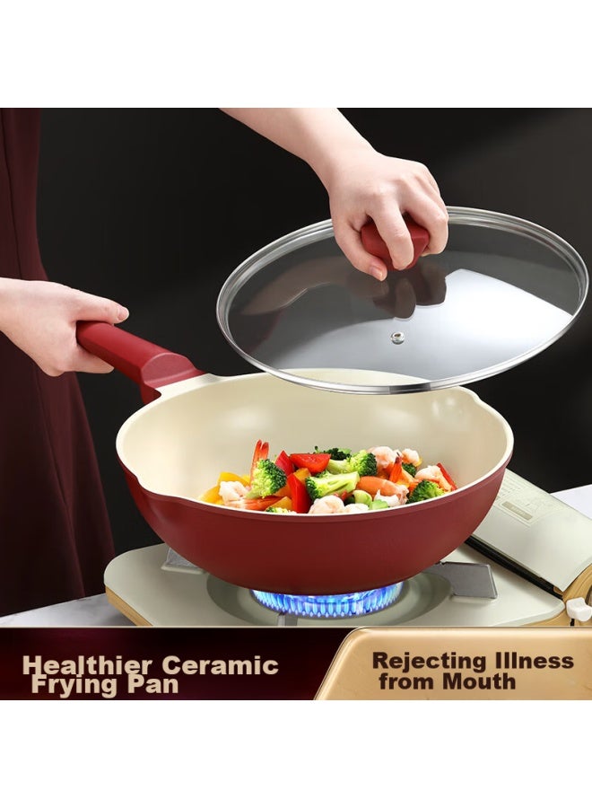Ssn Ceramic Wok, Cooking Pan For Home Use, Induction Cooker Compatible, Low Frying Pan, Gas Stove-specific Cookware - Image 3