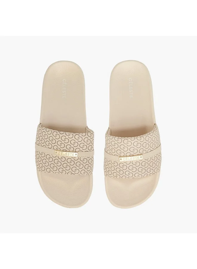 Celeste Women's Monogram Print Slip-On Slides