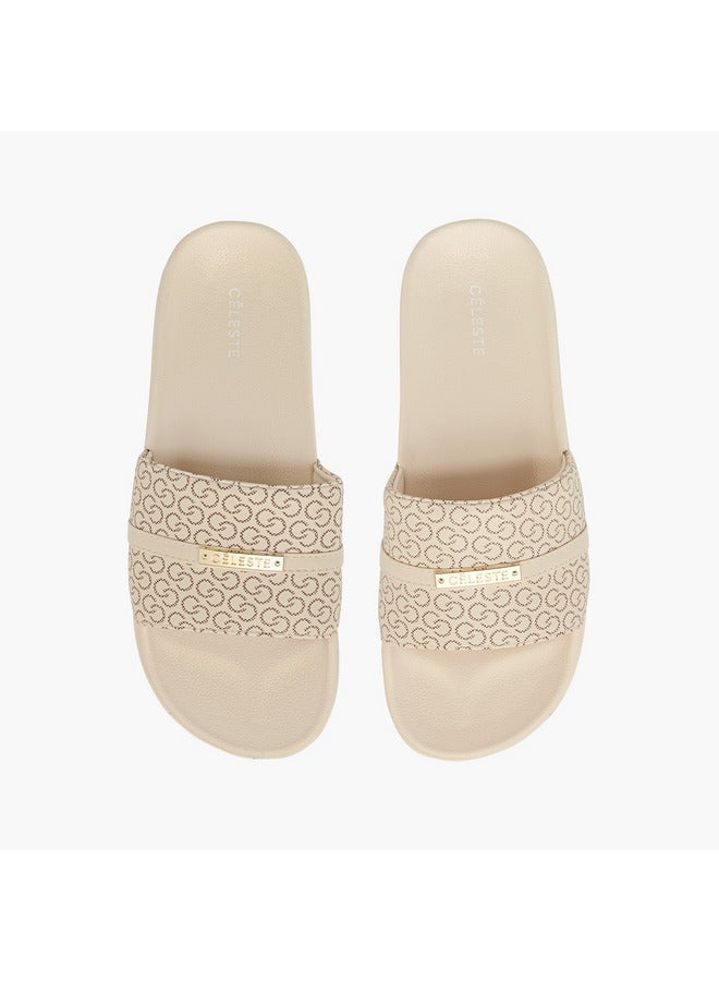 Celeste Women's Monogram Print Slip-On Slides - Image 2