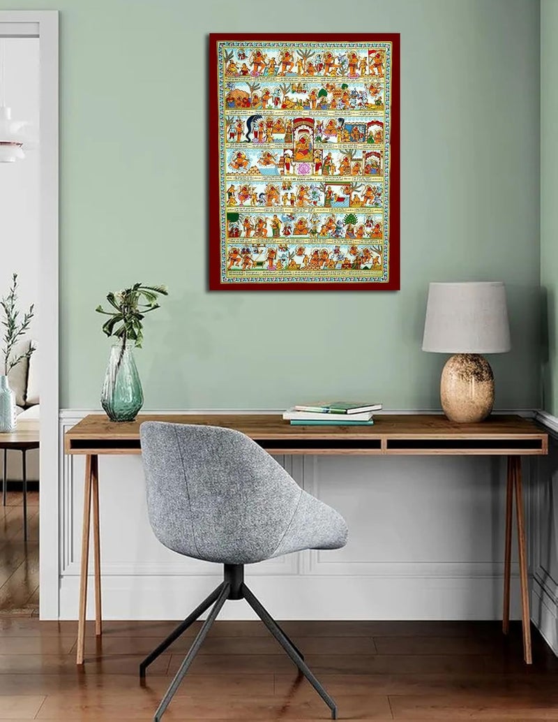 Sikhash Paper Hanuman Chalisa Hanging Poster (Multicolour,18x12 Inches,a13) Religious Wall Decor for Pooja Ghar/Home/Office/Living Room/Temple/God Idol|Journey of Hanuman|Vastu Dosh Rectification - Image 4