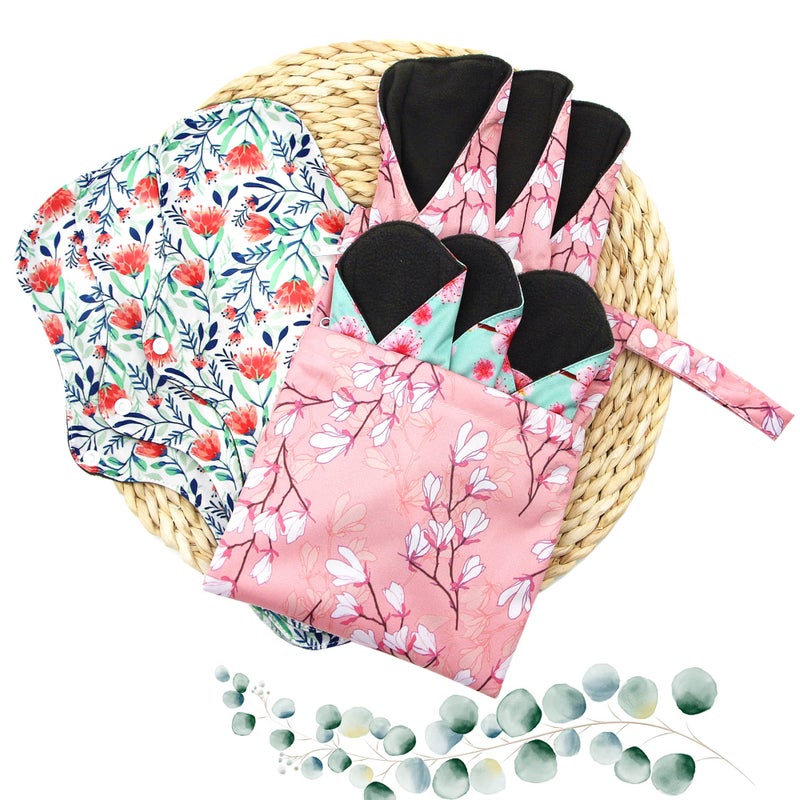 Asenappy Soft Adjustable Snaps Reusable Menstrual Pads - Reusable Sanitary Pads | Reusable Panty Liners | Soft Cloth Menstrual Pads -9 pcs Pad with 1 Bag(Multicolor a) - Image 5