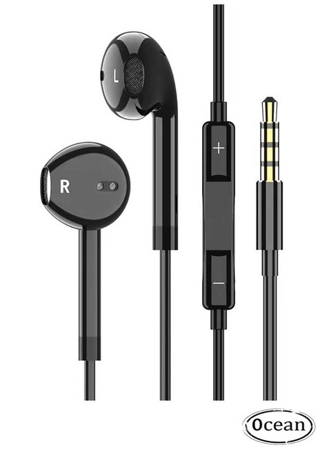 In-Ear Headphone 3.5mm Wired Earphone for Huawei, with Microphone Headset Noise Isolating Earphones, Suitable for iPad, Xiaomi, Huawei, Android Mobile Phone, Tablets, Laptops, Black