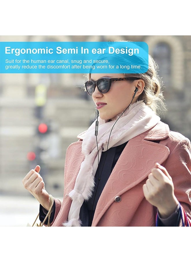 In-Ear Headphone 3.5mm Wired Earphone for Huawei, with Microphone Headset Noise Isolating Earphones, Suitable for iPad, Xiaomi, Huawei, Android Mobile Phone, Tablets, Laptops, Black