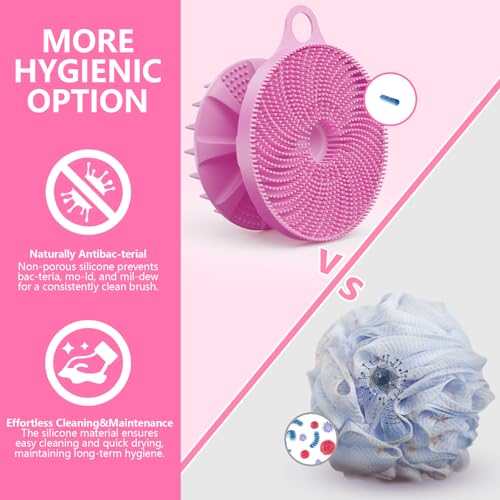 BEAUTAIL 2 in 1 Silicone Brush, BEAUTAIL Body Shower Scrubber and Scalp Hair Massager Shampoo Brush, Deeply Cleanse Skin, Dandruff Removal and Hair Growth, Gentle for Women Men Sensitive Skin, 1 Pack (Lilac) - Image 5