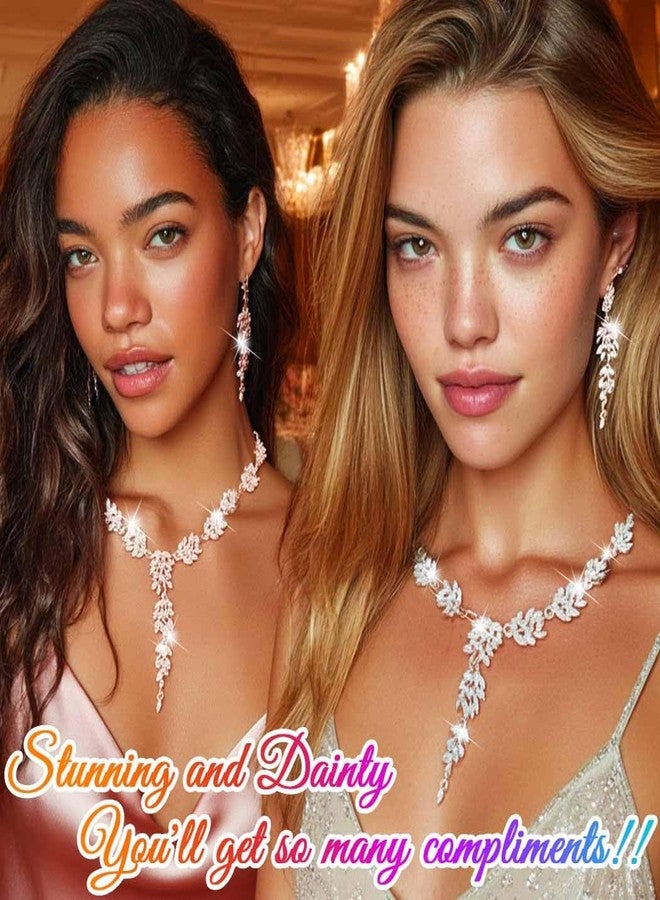 Unicra Gold Rhinestone Necklace Earrings Sets Wedding Jewelry Set Prom Formal Indian Jewelry for Women and Brides (Gold) - Image 4