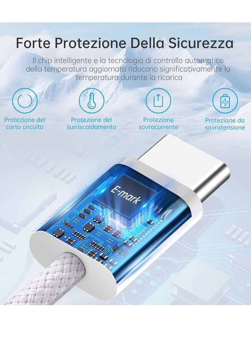 ثسؤشسث كابل بيانات USB-C إلى USB-C، حزمة من 2 قطعة، طول 1 متر، كابل مضفر 60 واط، كابل شحن سريع، كابل تزويد طاقة PD. متوافق مع iPhone 15/15 Pro/15 Plus/15 Pro Max/iPhone 16/16 Plus/16 Pro/16 Pro Max/iPhone 17/17 Pro/17 Air/17 Pro Max/iPad Mini/Pro/MacBook Pro. رمادي | أبيض - Image 5