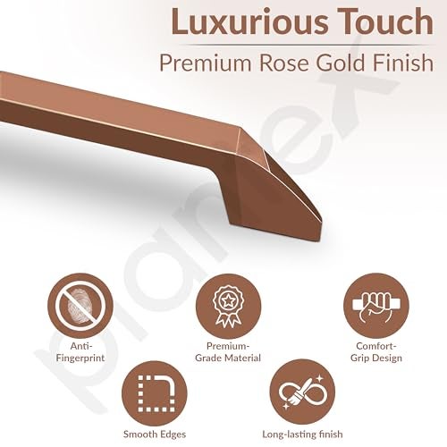Plantex Cabinet Handle/Kitchen Cabinet Door Handle/Wardrobe/96 mm Cupboard Handle/Door Pull-Push Handle for Home/Office - Pack of 2 (Rose Gold) - Image 2