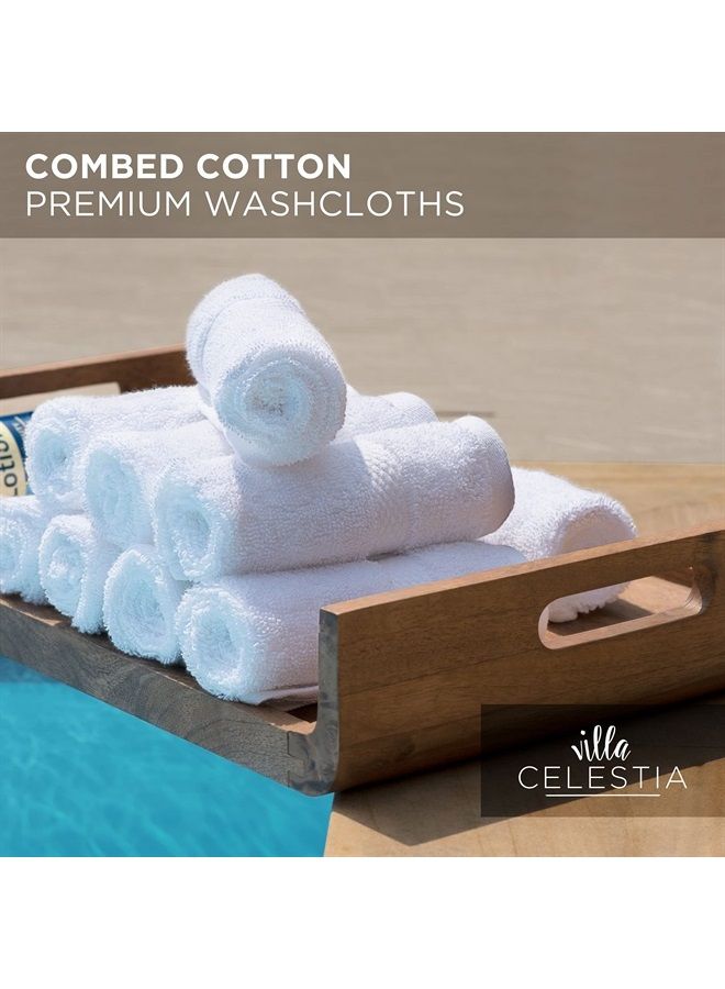 Premium Wash Cloth 100% Cotton White Wash Clothes for Body and Face-Soft & Luxury Cloths for Washing Face, Face Towels for Bathroom 650 GSM Wash Cloths,Pack of 6 (12"X12")