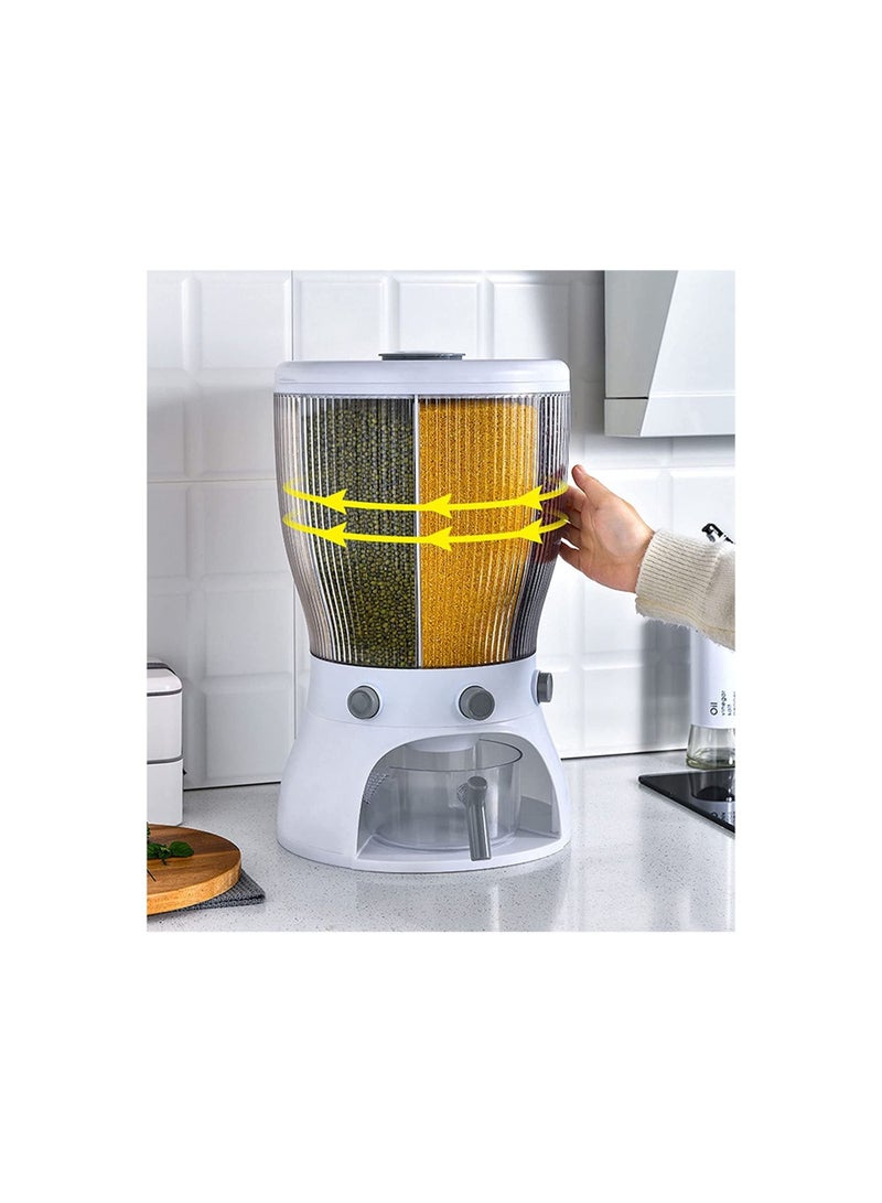 360 Degree Rotatable Large Capacity 4 Grid Food Dispenser Cereal Containers With Measuring Cup